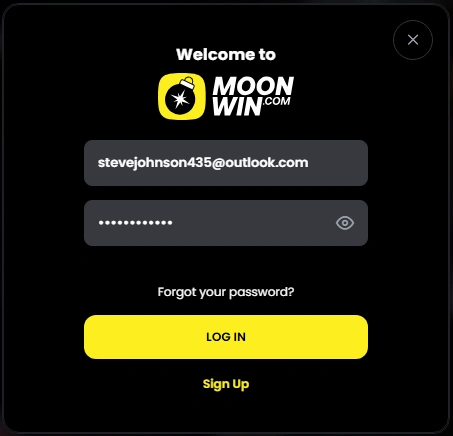 MoonWin Casino login interface